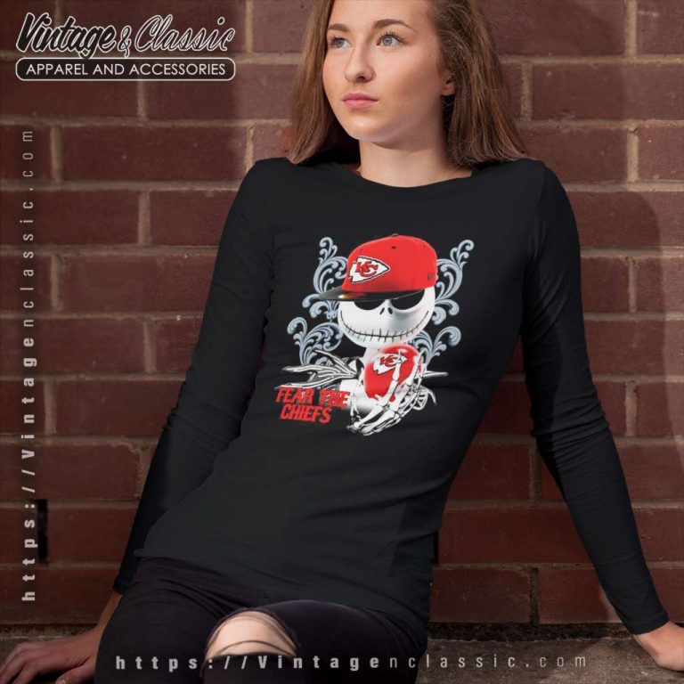Jack Skellington And Kansas City Chiefs Fear The Chiefs Long Sleeve Tee Jack Skellington And Kansas City Chiefs Fear The Chiefs Long Sleeve Tee