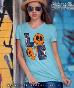 Jack Skellington And Sally Love Houston Astros V Neck TShirt
