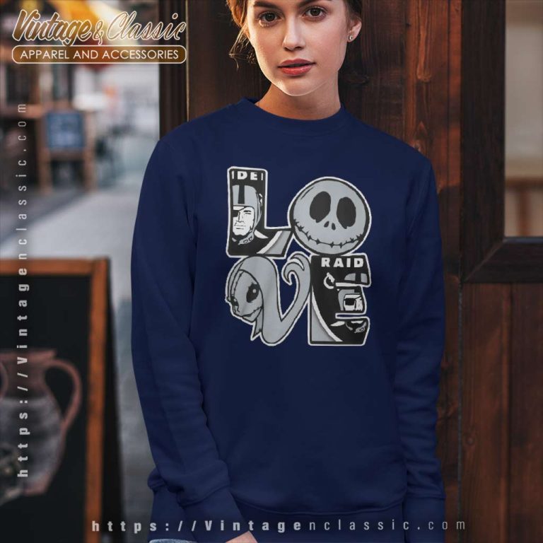 Jack Skellington And Sally Love Las Vegas Raiders Sweatshirt Jack Skellington And Sally Love Las Vegas Raiders Sweatshirt