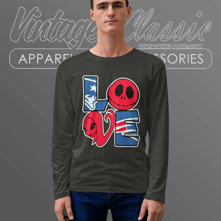 Jack Skellington And Sally Love New England Patriots Long Sleeve Tee Jack Skellington And Sally Love New England Patriots Long Sleeve Tee