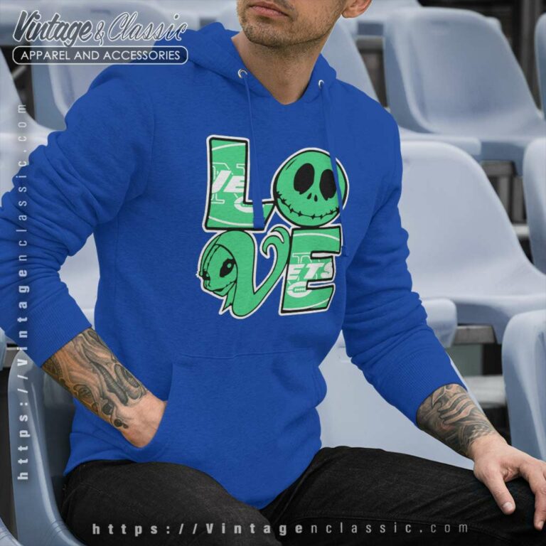 Jack Skellington And Sally Love New York Jets Hoodie Jack Skellington And Sally Love New York Jets Hoodie