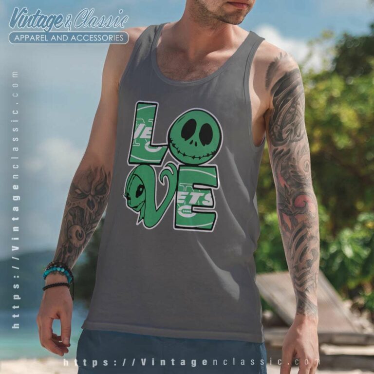 Jack Skellington And Sally Love New York Jets Tank Top Racerback Jack Skellington And Sally Love New York Jets Tank Top Racerback
