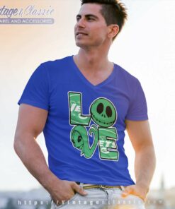 Jack Skellington And Sally Love New York Jets V Neck TShirt