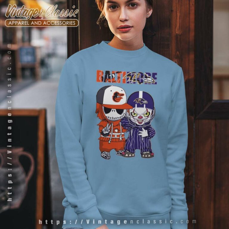 Jack Skellington Baltimore Orioles And Pennywise Baltimore Ravens Sweatshirt Jack Skellington Baltimore Orioles And Pennywise Baltimore Ravens Sweatshirt