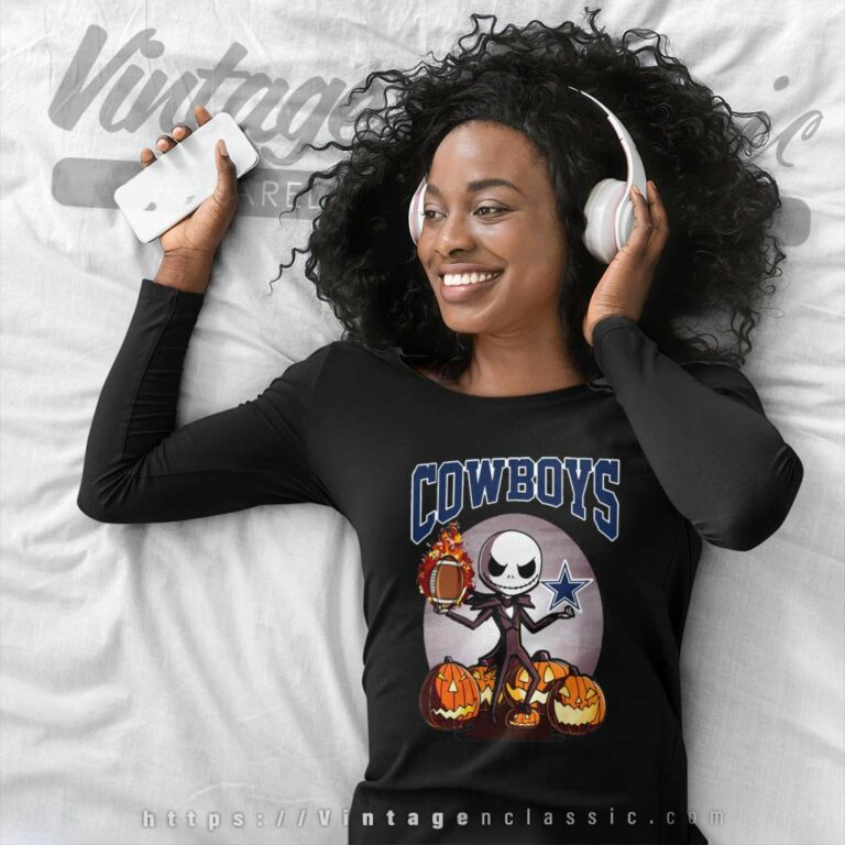 Jack Skellington Dallas Cowboys Halloween Long Sleeve Tee Jack Skellington Dallas Cowboys Halloween Long Sleeve Tee