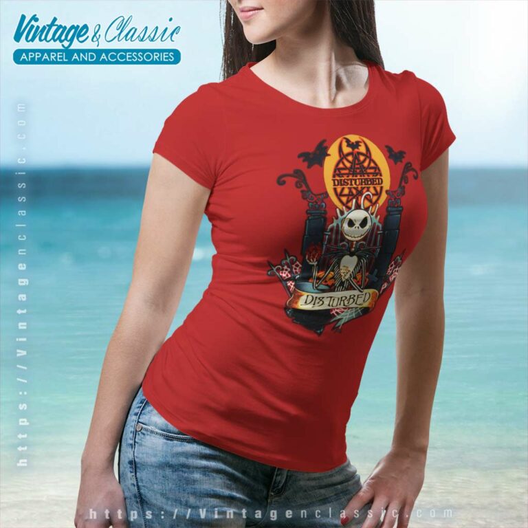 Jack Skellington Disturbed Halloween Women TShirt Jack Skellington Disturbed Halloween Women TShirt