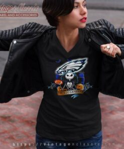Jack Skellington Eagles Halloween Shirt Philadelphia Eagles V Neck TShirt