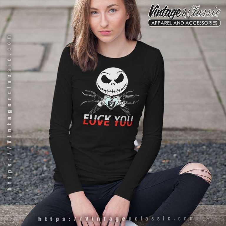 Jack Skellington Fck Love You Las Vegas Raiders Long Sleeve Tee Jack Skellington Fck Love You Las Vegas Raiders Long Sleeve Tee