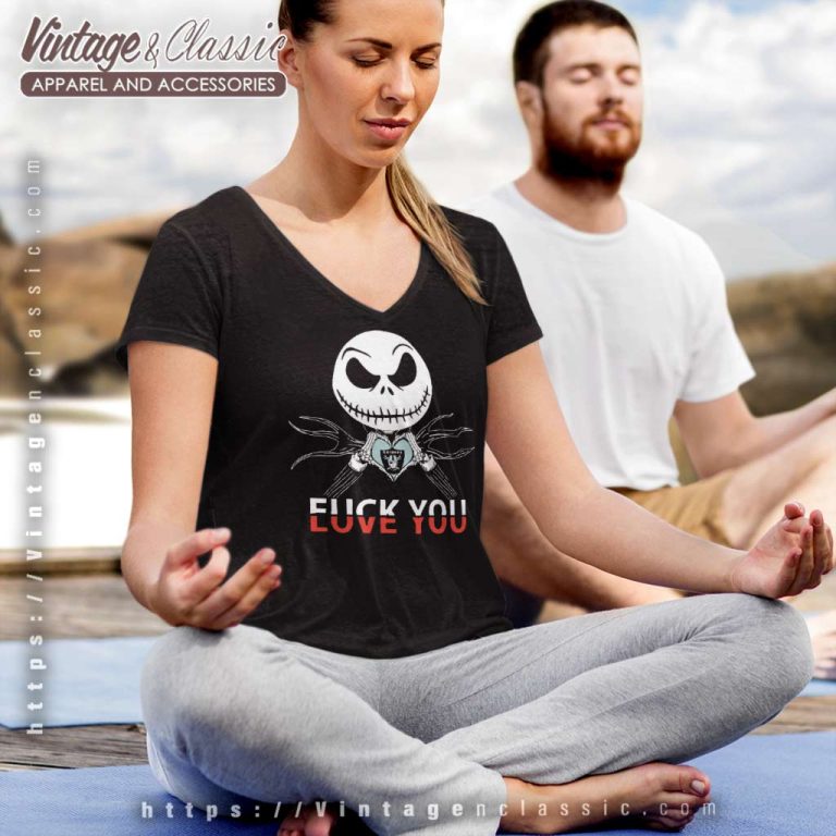 Jack Skellington Fck Love You Las Vegas Raiders V Neck TShirt Jack Skellington Fck Love You Las Vegas Raiders V Neck TShirt