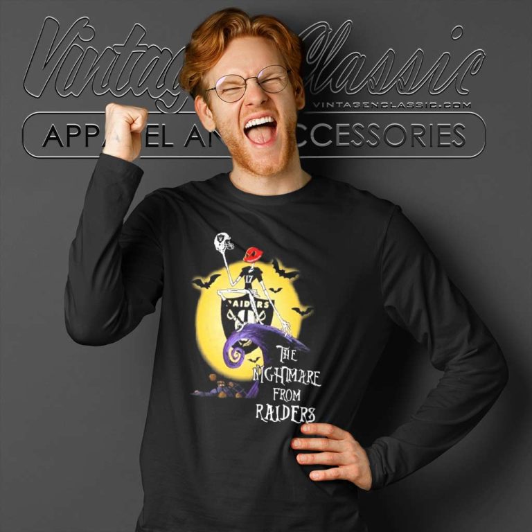 Jack Skellington Las Vegas Raiders The Nightmare From Raiders Halloween Long Sleeve Tee Jack Skellington Las Vegas Raiders The Nightmare From Raiders Halloween Long Sleeve Tee