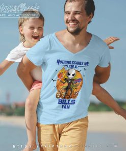Jack Skellington Nothing Scares Me Im A Buffalo Bills Fan Halloween V Neck TShirt