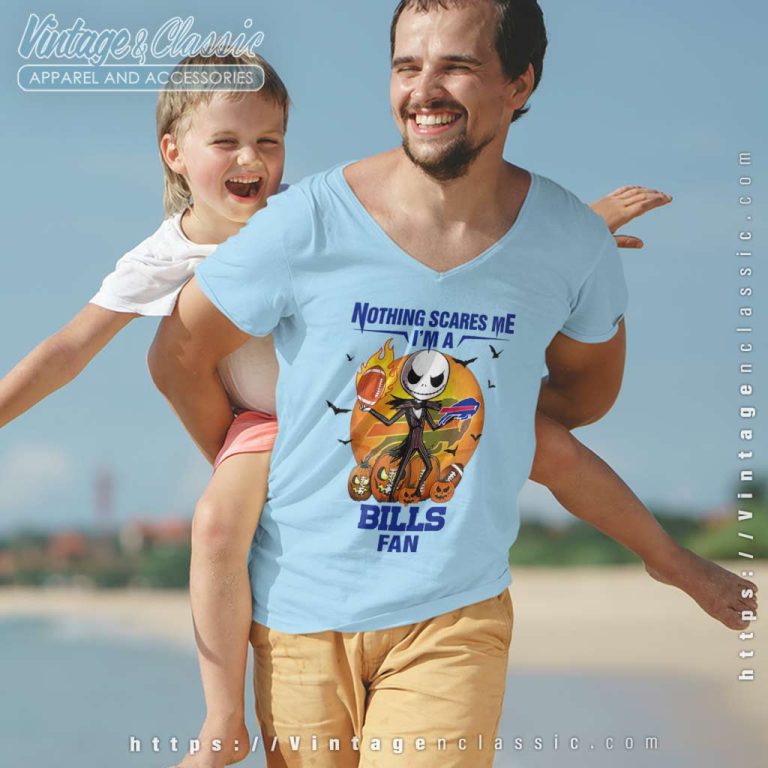 Jack Skellington Nothing Scares Me Im A Buffalo Bills Fan Halloween V Neck TShirt Jack Skellington Nothing Scares Me Im A Buffalo Bills Fan Halloween V Neck TShirt