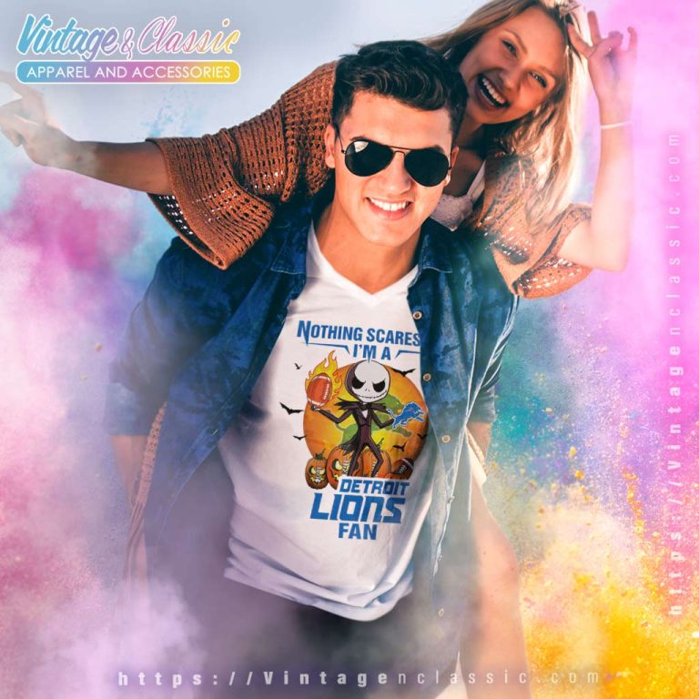 Jack Skellington Nothing Scares Me Im A Detroit Lions Fan Halloween V Neck TShirt Jack Skellington Nothing Scares Me Im A Detroit Lions Fan Halloween V Neck TShirt