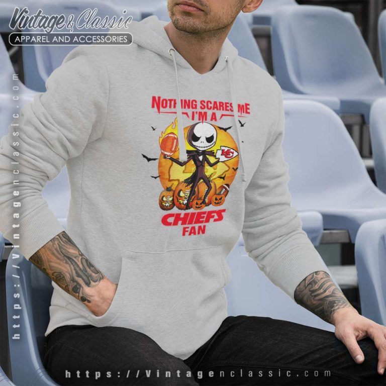 Jack Skellington Nothing Scares Me Im A Kansas City Chiefs Fan Halloween Hoodie Jack Skellington Nothing Scares Me Im A Kansas City Chiefs Fan Halloween Hoodie