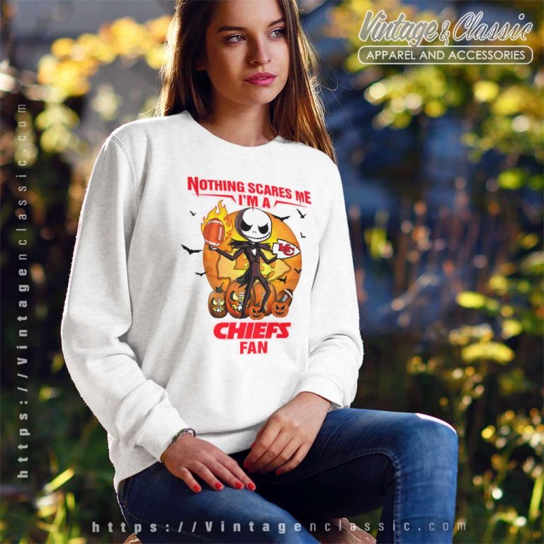 Jack Skellington Nothing Scares Me Im A Kansas City Chiefs Fan Halloween Sweatshirt Jack Skellington Nothing Scares Me Im A Kansas City Chiefs Fan Halloween Sweatshirt
