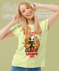 Jack Skellington Nothing Scares Me Im A Kansas City Chiefs Fan Halloween Women TShirt