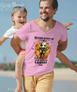 Jack Skellington Nothing Scares Me Im A Las Vegas Raiders Fan Halloween V Neck TShirt
