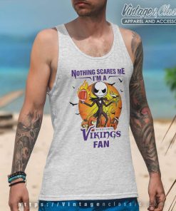 Jack Skellington Nothing Scares Me Im A Minesota Vikings Fan Halloween Tank Top Racerback