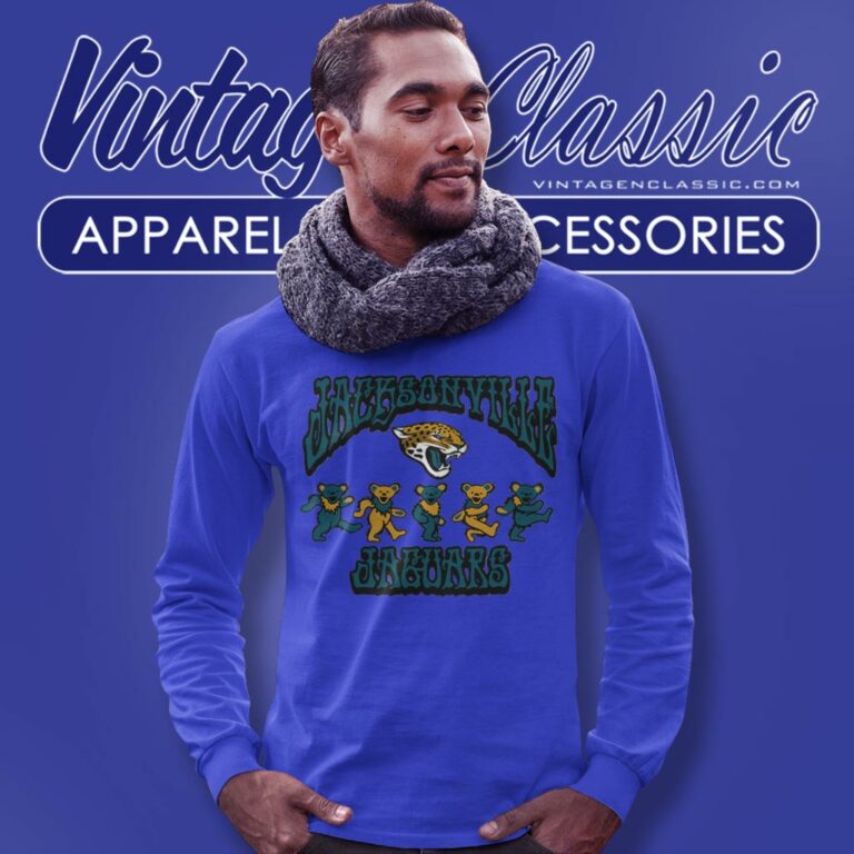 Jacksonville Jaguars Grateful Dead Dancing Bears Long Sleeve Tee Jacksonville Jaguars Grateful Dead Dancing Bears Long Sleeve Tee