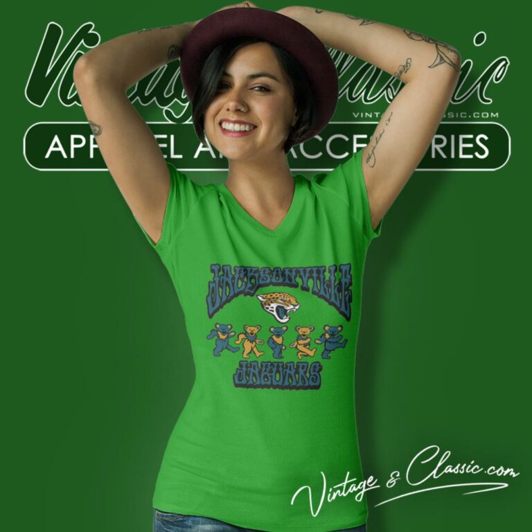 Jacksonville Jaguars Grateful Dead Dancing Bears V Neck TShirt Jacksonville Jaguars Grateful Dead Dancing Bears V Neck TShirt