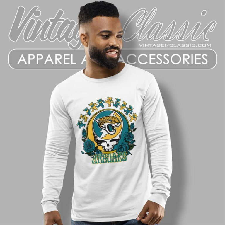 Jacksonville Jaguars Grateful Dead Roses Dancing Bears Long Sleeve Tee 1 Jacksonville Jaguars Grateful Dead Roses Dancing Bears Long Sleeve Tee 1