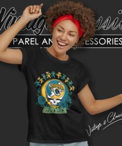 Jacksonville Jaguars Grateful Dead Roses Dancing Bears Women T Shirt 1