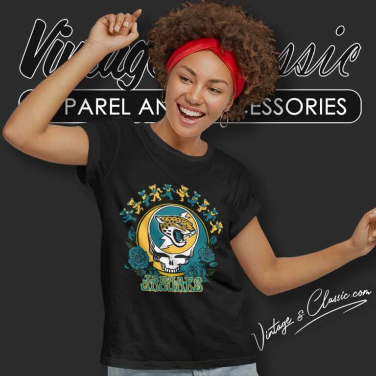 Jacksonville Jaguars Grateful Dead Roses Dancing Bears Women T Shirt 1 Jacksonville Jaguars Grateful Dead Roses Dancing Bears Women T Shirt 1