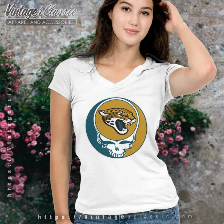 Jacksonville Jaguars Grateful Dead Steal Your Face V Neck TShirt Jacksonville Jaguars Grateful Dead Steal Your Face V Neck TShirt