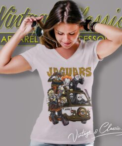 Jacksonville Jaguars Horror Movies Characters Halloween Shirt V Neck TShirt