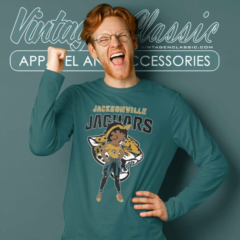 Jacksonville Jaguars Nfl Football Betty Boop Long Sleeve Tee Jacksonville Jaguars Nfl Football Betty Boop Long Sleeve Tee