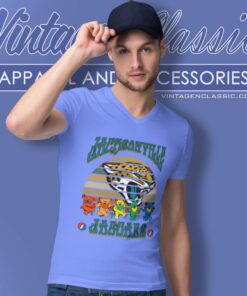 Jacksonville Jaguars Nfl Grateful Dancing Bears Retro V Neck TShirt