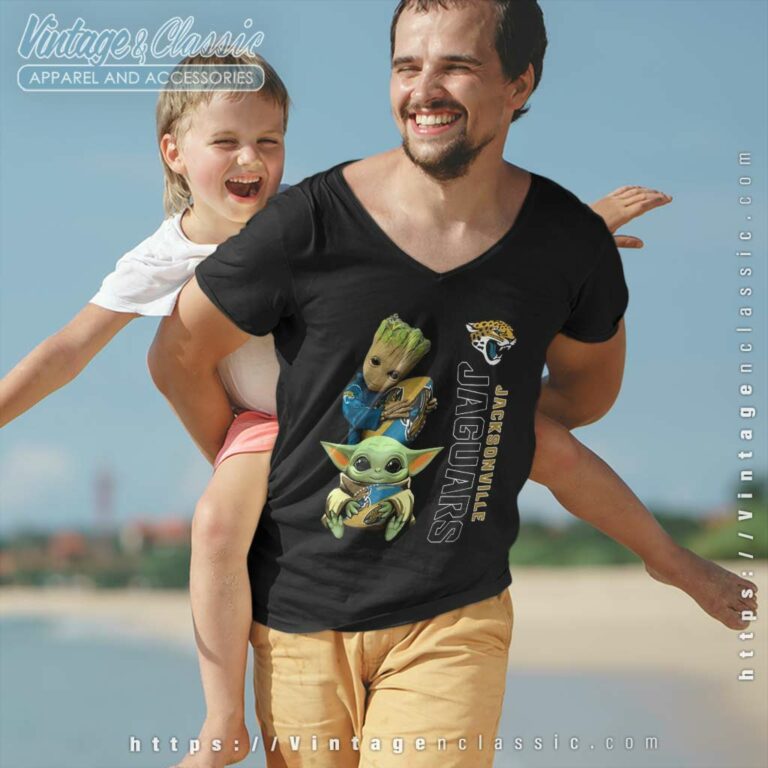 Jacksonville Jaguars Shirt Funny Baby Yoda And Baby Groot Hug V Neck TShirt Jacksonville Jaguars Shirt Funny Baby Yoda And Baby Groot Hug V Neck TShirt