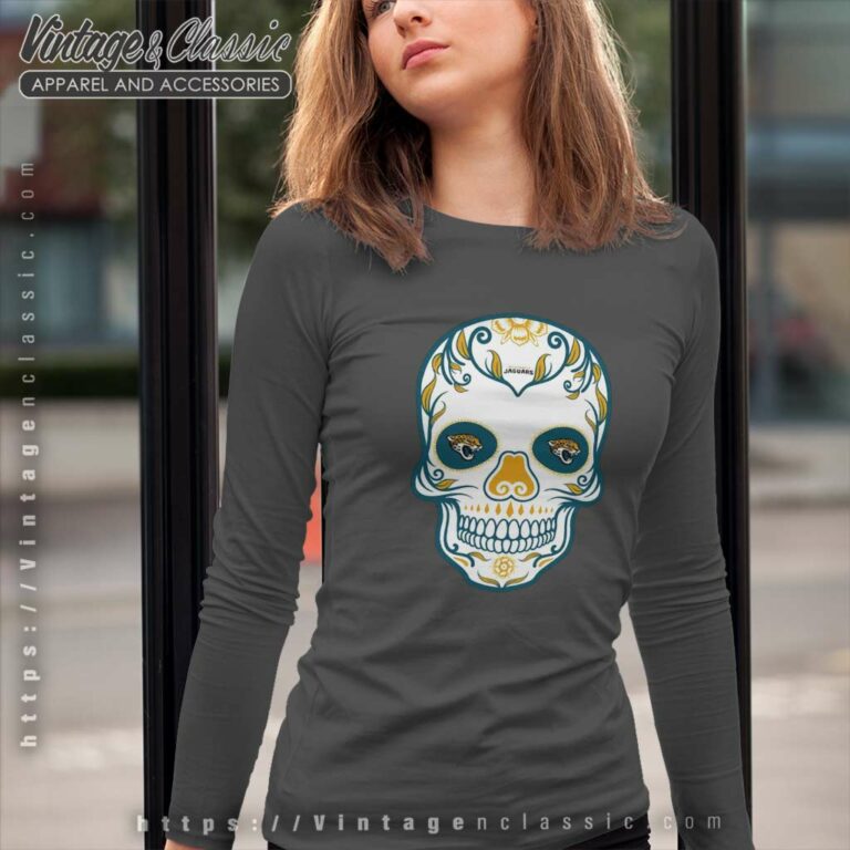 Jacksonville Jaguars Sugar Skull Long Sleeve Tee Jacksonville Jaguars Sugar Skull Long Sleeve Tee