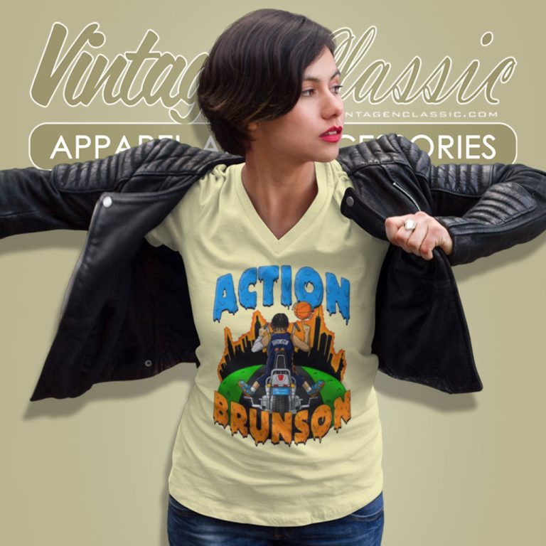 Jalen Brunson Action Brunson Ride To The City Nba Player V Neck TShirt Jalen Brunson Action Brunson Ride To The City Nba Player V Neck TShirt