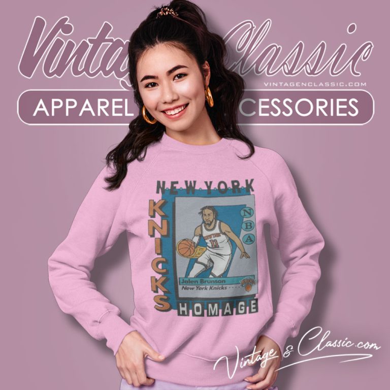 Jalen Brunson New York Knicks Trading Card Sweatshirt Jalen Brunson New York Knicks Trading Card Sweatshirt