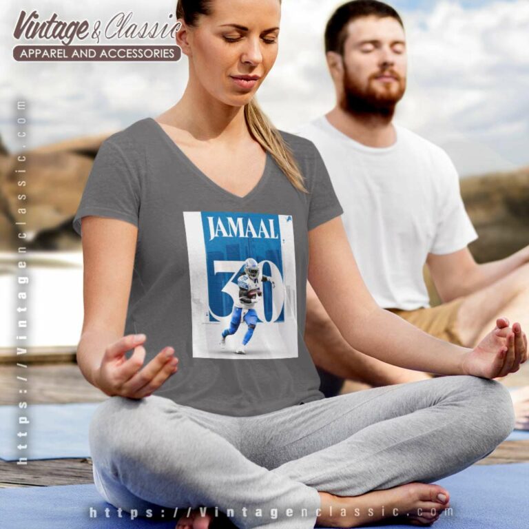 Jamaal Williams Detroit Lions Nfl Football Poster V Neck TShirt Jamaal Williams Detroit Lions Nfl Football Poster V Neck TShirt