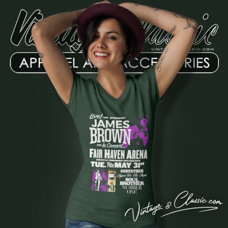James Brown Live Mr Dynamite In Fairhaven Arena V Neck TShirt James Brown Live Mr Dynamite In Fairhaven Arena V Neck TShirt