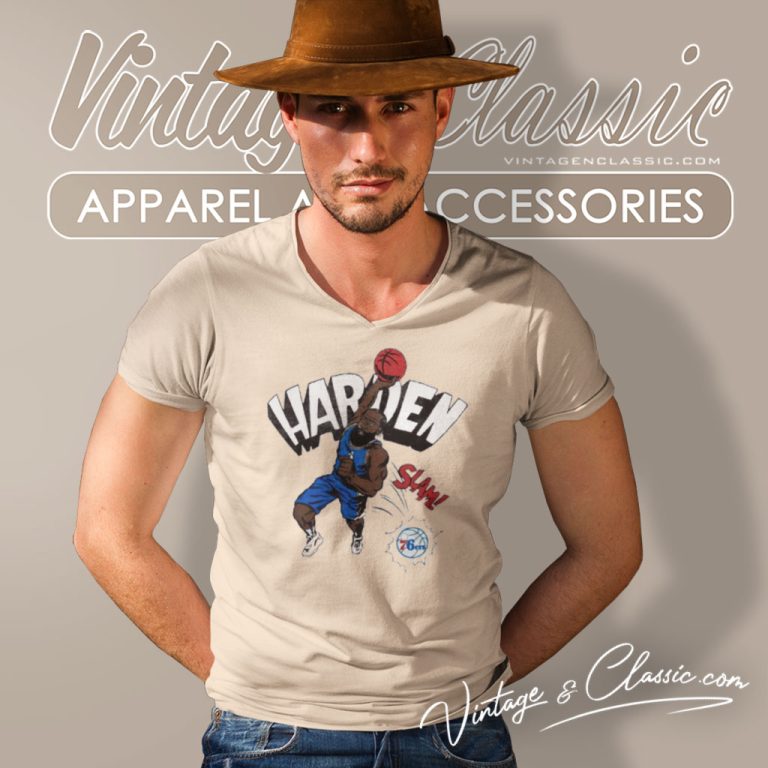 James Harden Slam Philadelphia 76ers V Neck TShirt James Harden Slam Philadelphia 76ers V Neck TShirt