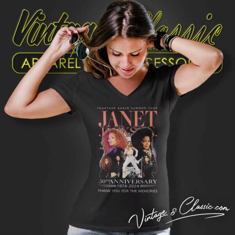 Janet Jackson Shirt Together Again Summer Tour 50th Anniversary V Neck TShirt Janet Jackson Shirt Together Again Summer Tour 50th Anniversary V Neck TShirt