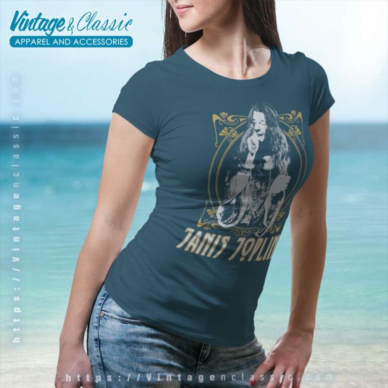 Janis Joplin Gold Framed Women TShirt Janis Joplin Gold Framed Women TShirt