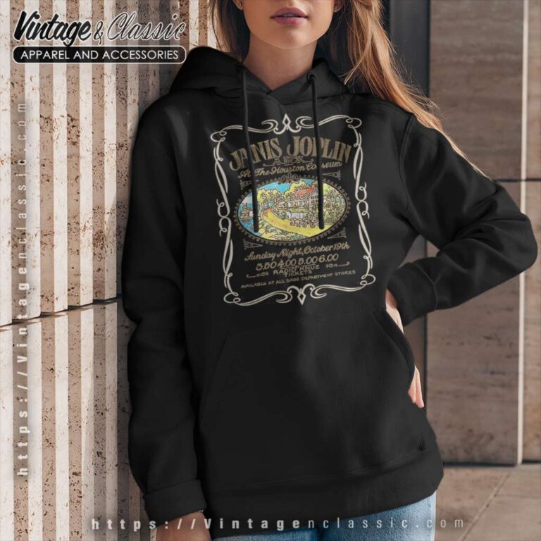 Janis Joplin Houston Handbill Hoodie Janis Joplin Houston Handbill Hoodie