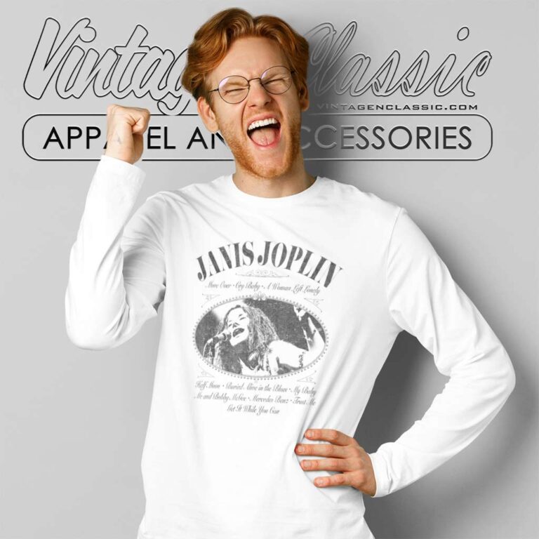 Janis Joplin Pearl Bottle Label Long Sleeve Tee Janis Joplin Pearl Bottle Label Long Sleeve Tee