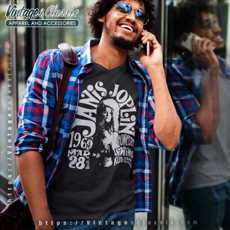 Janis Joplin San Bernardino 1969 V Neck TShirt Janis Joplin San Bernardino 1969 V Neck TShirt