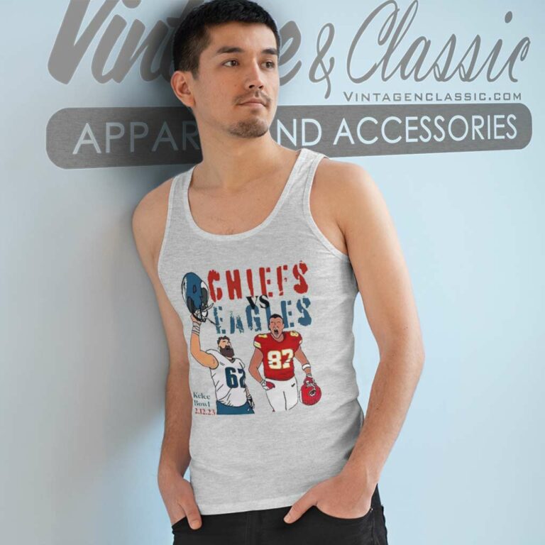 Jason Kelce Vs Travis Kelce Super Bowl 57 Philadelphia Vs Kansas City Tank Top Racerback Jason Kelce Vs Travis Kelce Super Bowl 57 Philadelphia Vs Kansas City Tank Top Racerback