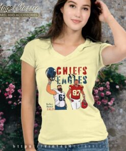 Jason Kelce Vs Travis Kelce Super Bowl 57 Philadelphia Vs Kansas City V Neck TShirt