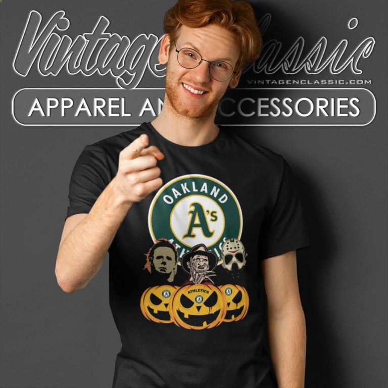 Jason Voorhees And Freddy Krueger Oakland Athletics Halloween T Shirt Jason Voorhees And Freddy Krueger Oakland Athletics Halloween T Shirt