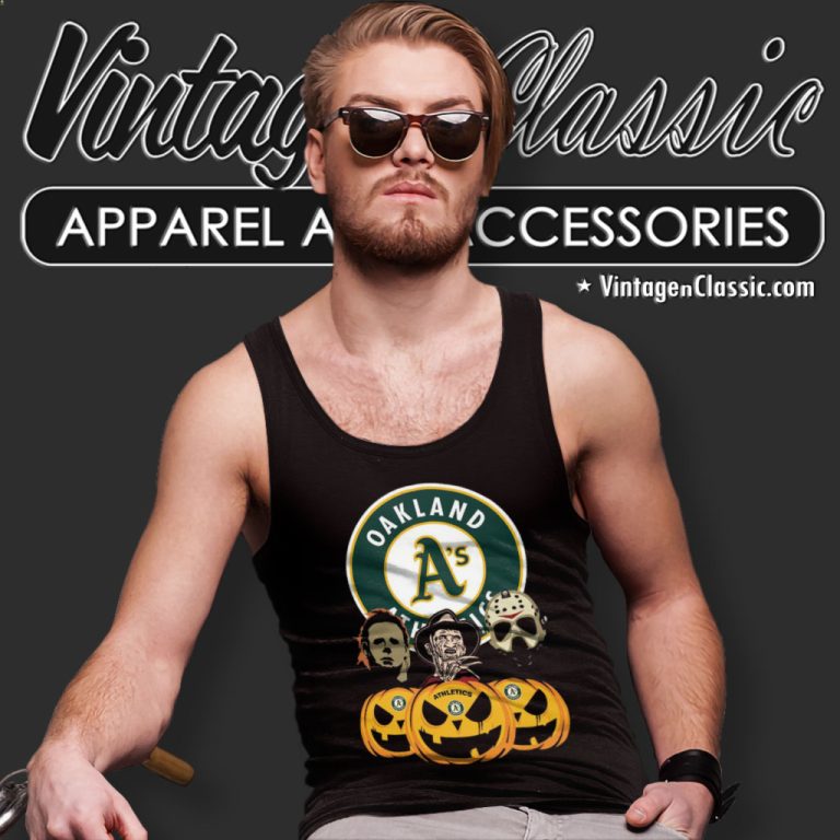 Jason Voorhees And Freddy Krueger Oakland Athletics Halloween Tank Top Racerback Jason Voorhees And Freddy Krueger Oakland Athletics Halloween Tank Top Racerback
