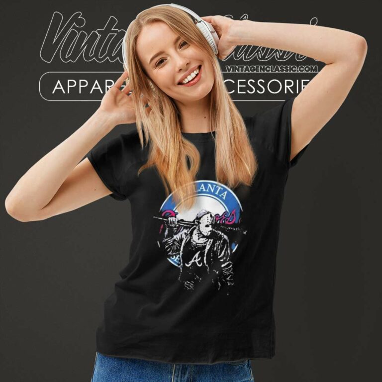 Jason Voorhees Atlanta Braves Baseball Halloween Women TShirt Jason Voorhees Atlanta Braves Baseball Halloween Women TShirt