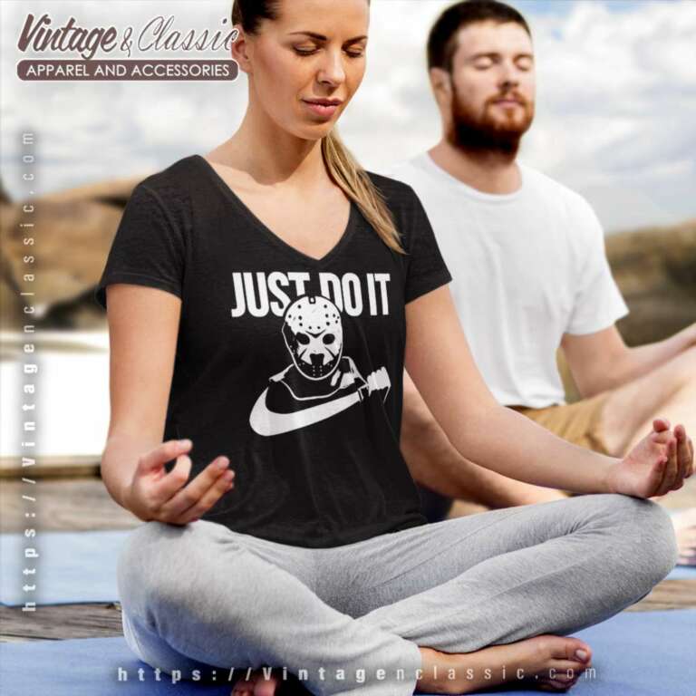 Jason Voorhees Just Do It Halloween V Neck TShirt Jason Voorhees Just Do It Halloween V Neck TShirt