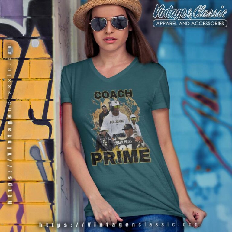Jc On Coach Prime Shirt Colorado Football Deion Sanders Vintage V Neck TShirt Jc On Coach Prime Shirt Colorado Football Deion Sanders Vintage V Neck TShirt
